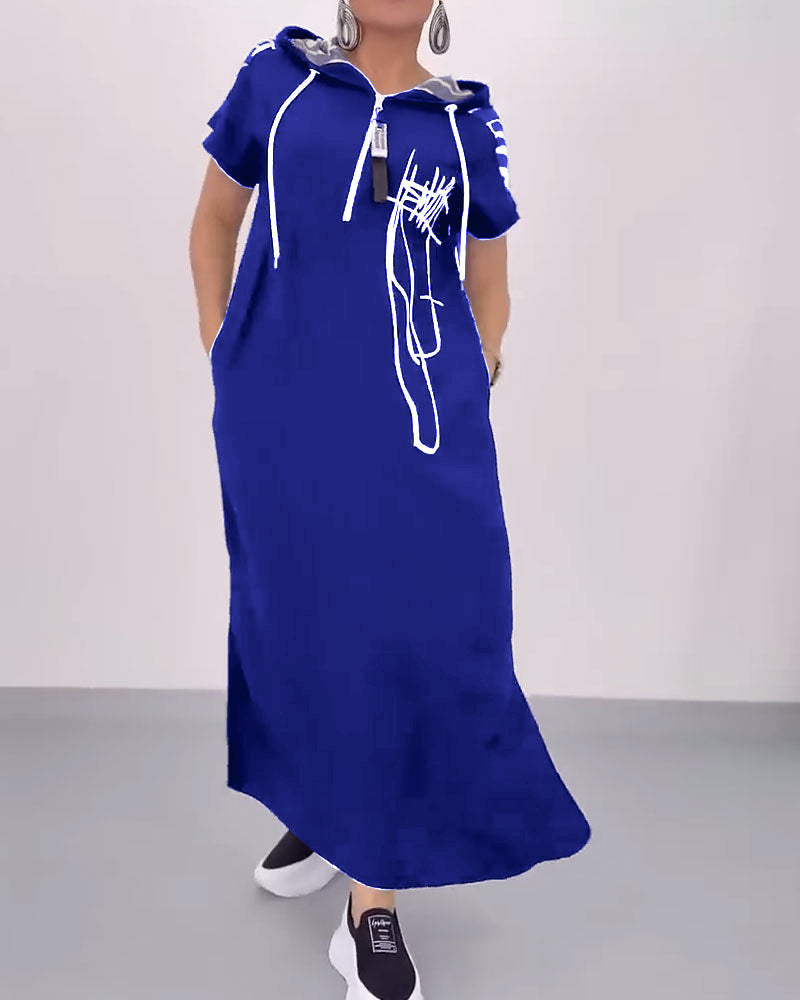 Ilana™ - Robe Maxi à Contrastes et Fermeture Éclair