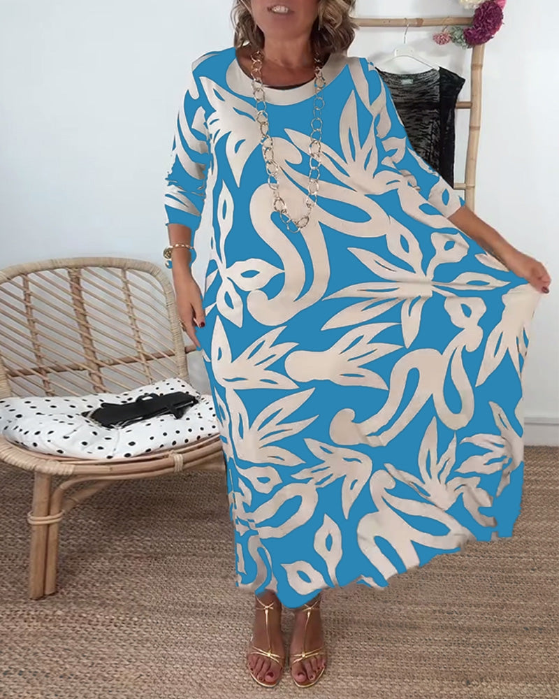Jewel™ - Robe imprimée à manches longues et col rond