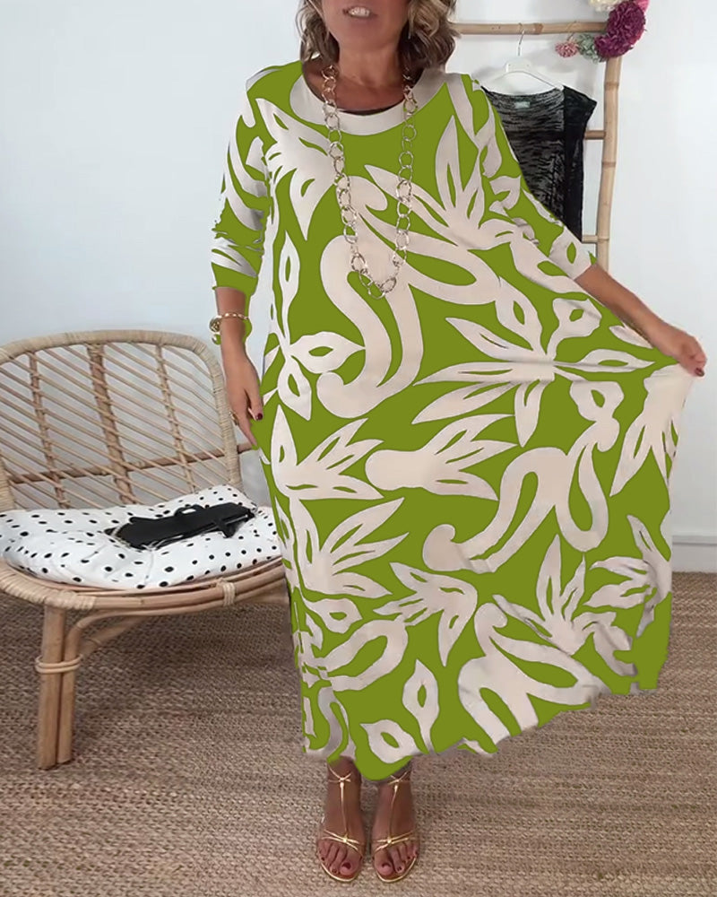 Jewel™ - Robe imprimée à manches longues et col rond