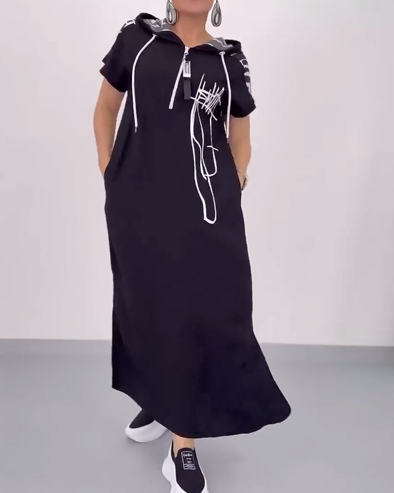 Ilana™ - Robe Maxi à Contrastes et Fermeture Éclair