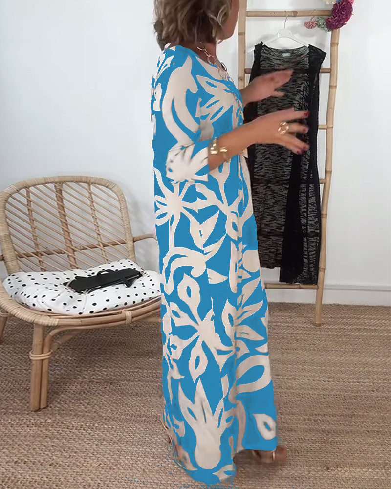 Jewel™ - Robe imprimée à manches longues et col rond