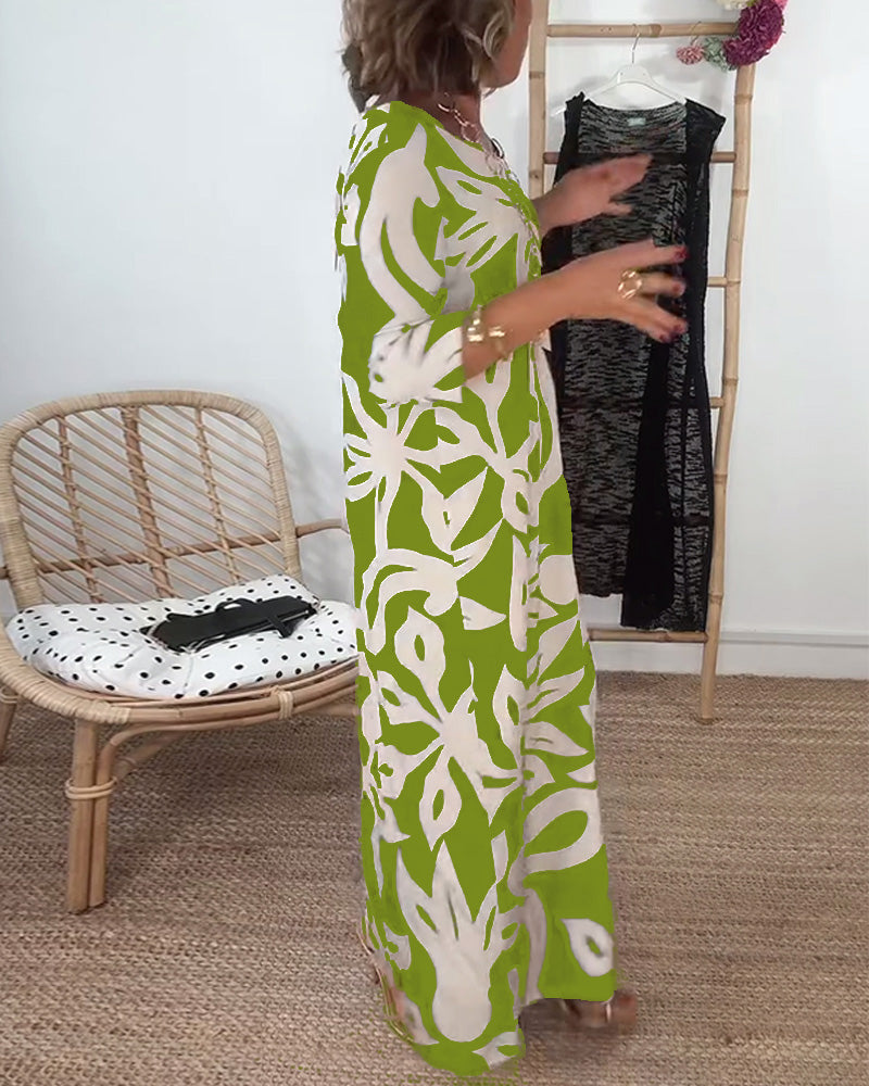 Jewel™ - Robe imprimée à manches longues et col rond