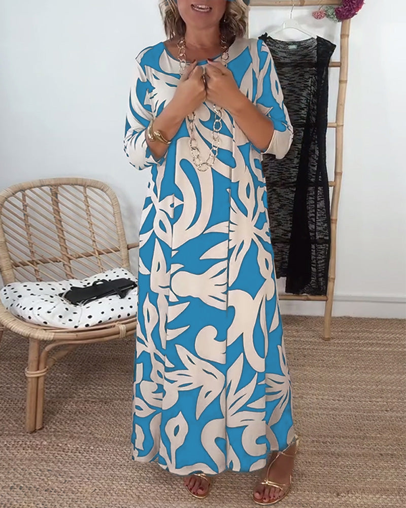 Jewel™ - Robe imprimée à manches longues et col rond