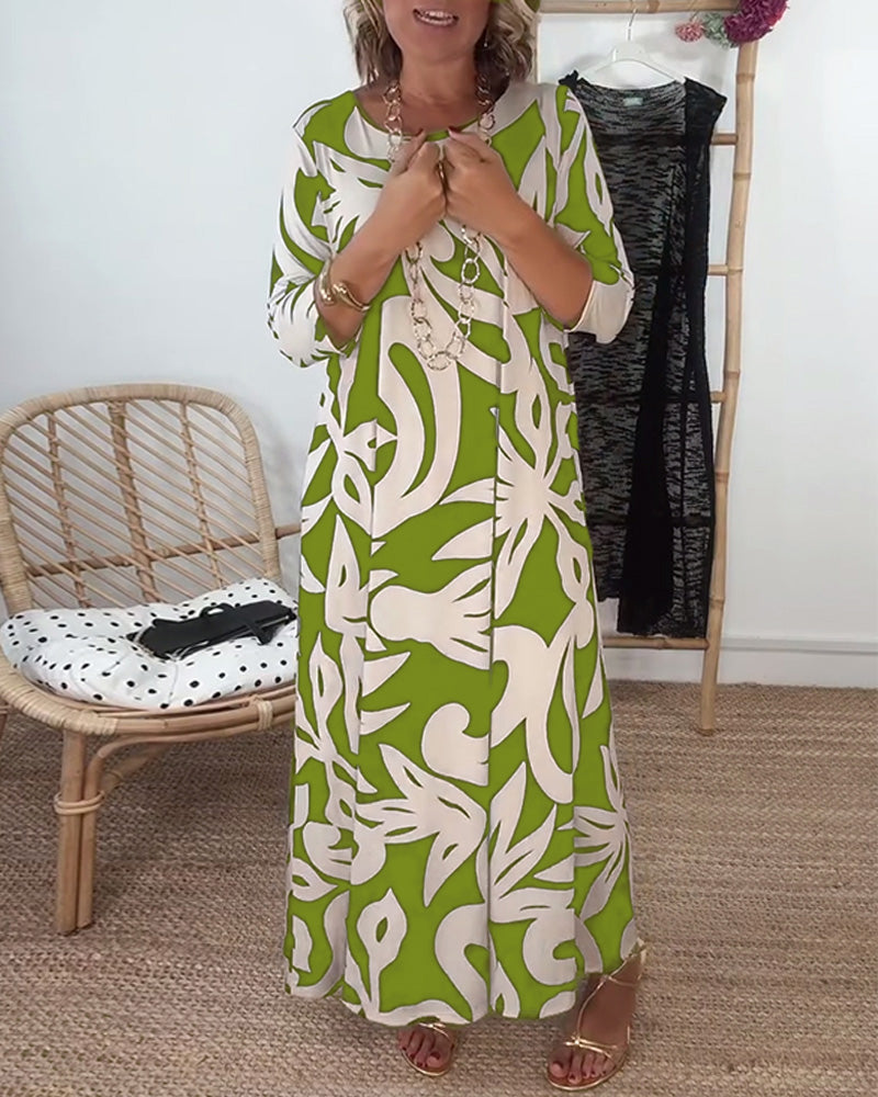 Jewel™ - Robe imprimée à manches longues et col rond