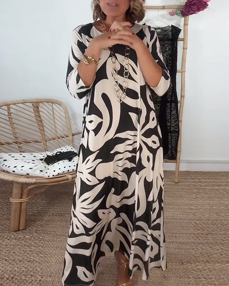 Jewel™ - Robe imprimée à manches longues et col rond