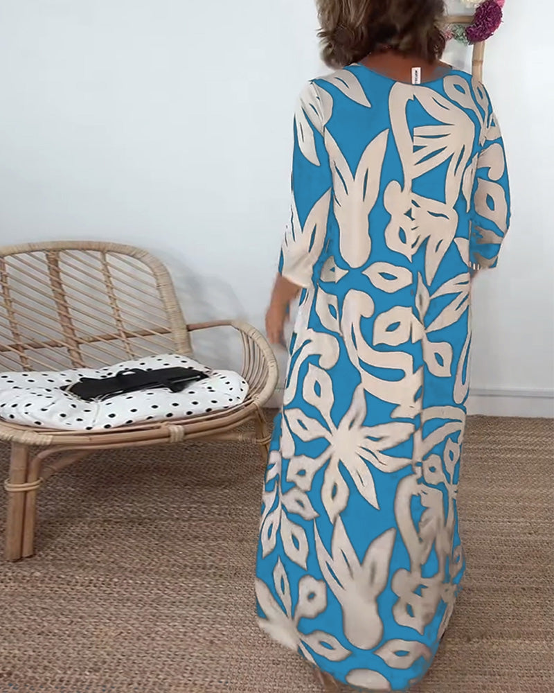 Jewel™ - Robe imprimée à manches longues et col rond