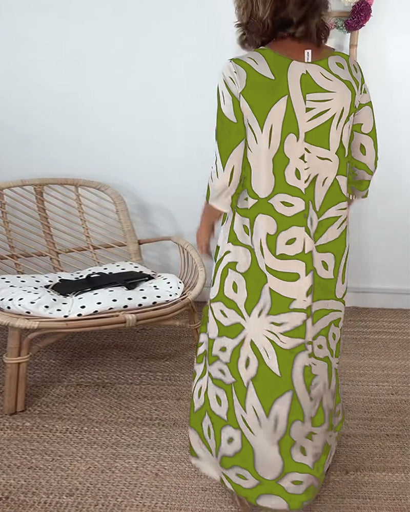 Jewel™ - Robe imprimée à manches longues et col rond