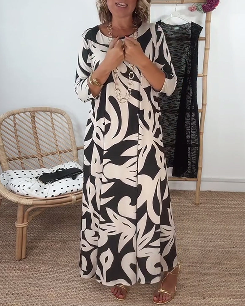 Jewel™ - Robe imprimée à manches longues et col rond