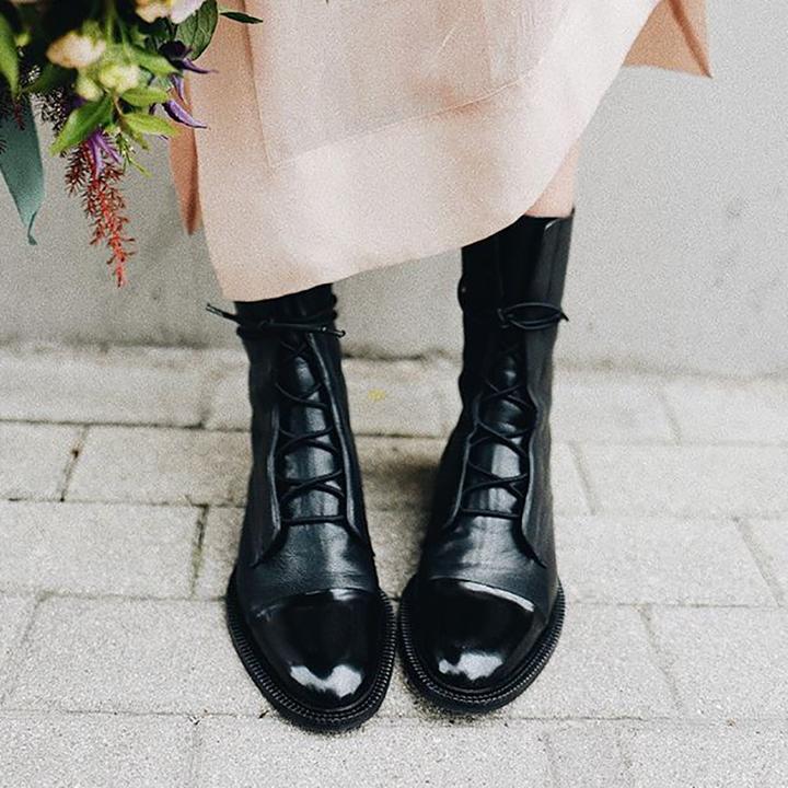 Mireille™ - Bottes en cuir verni style britannique pour femmes