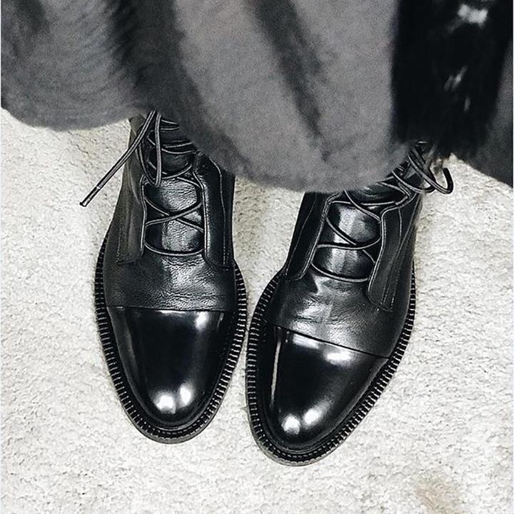 Mireille™ - Bottes en cuir verni style britannique pour femmes