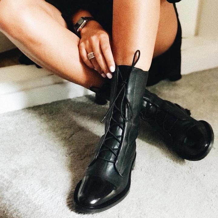 Mireille™ - Bottes en cuir verni style britannique pour femmes