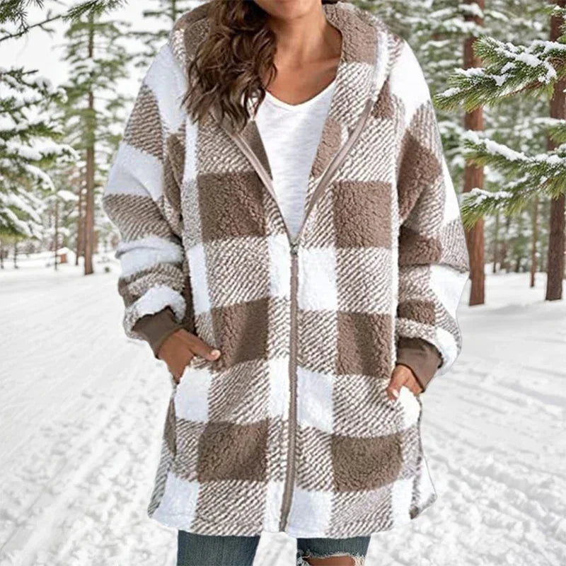 Geneve™ - Manteau Oversize Plaid à Capuche