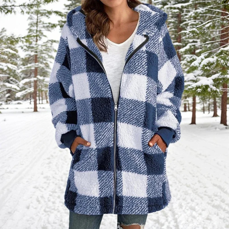 Geneve™ - Manteau Oversize Plaid à Capuche