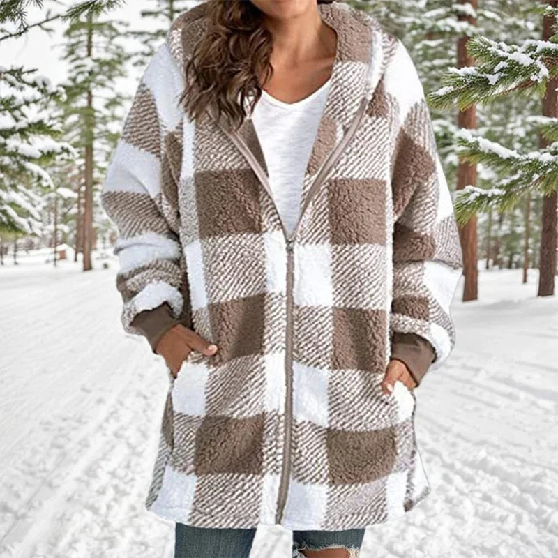 Geneve™ - Manteau Oversize Plaid à Capuche