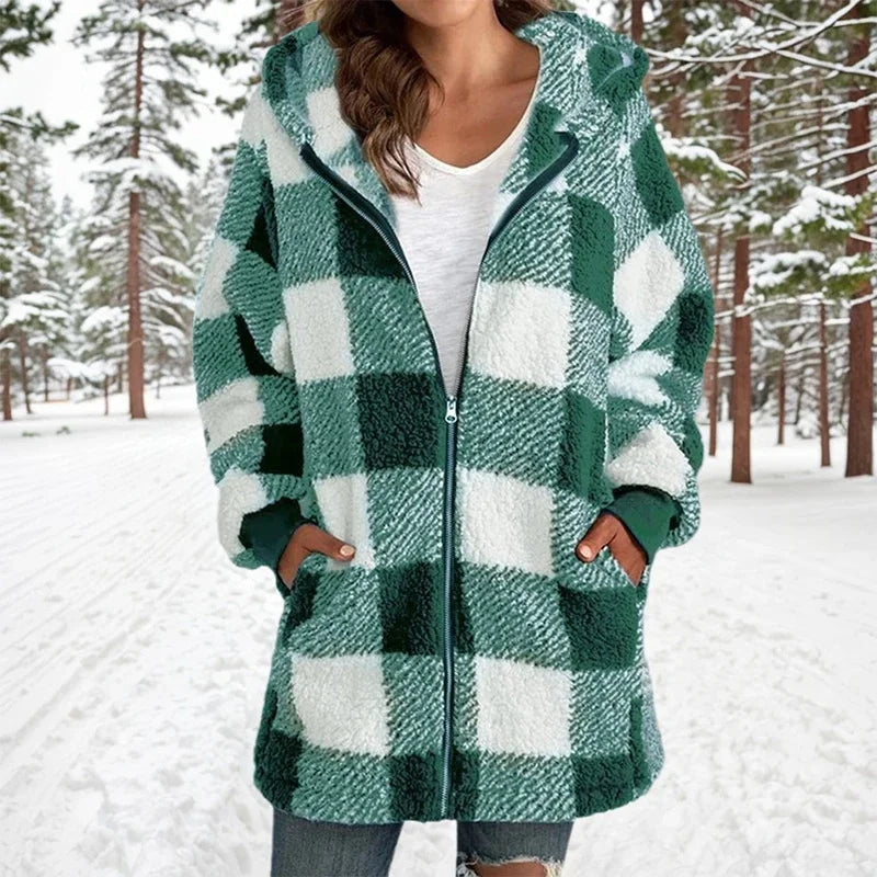 Geneve™ - Manteau Oversize Plaid à Capuche