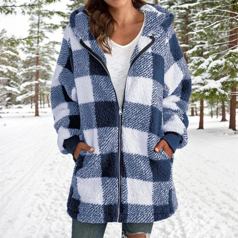 Geneve™ - Manteau Oversize Plaid à Capuche