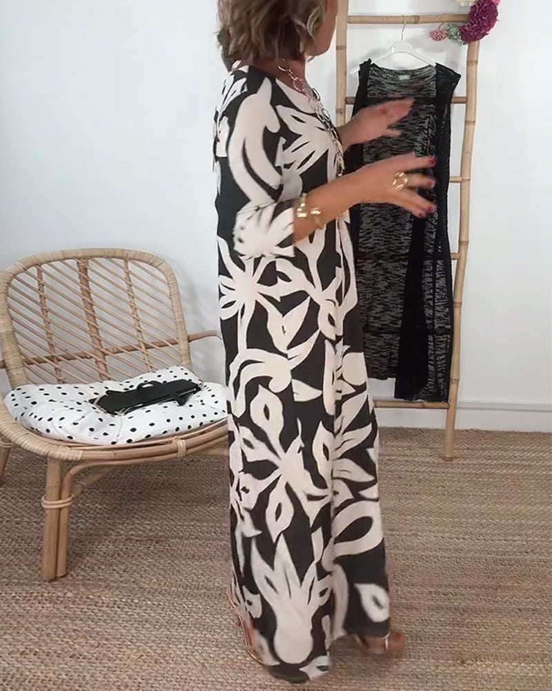 Jewel™ - Robe imprimée à manches longues et col rond