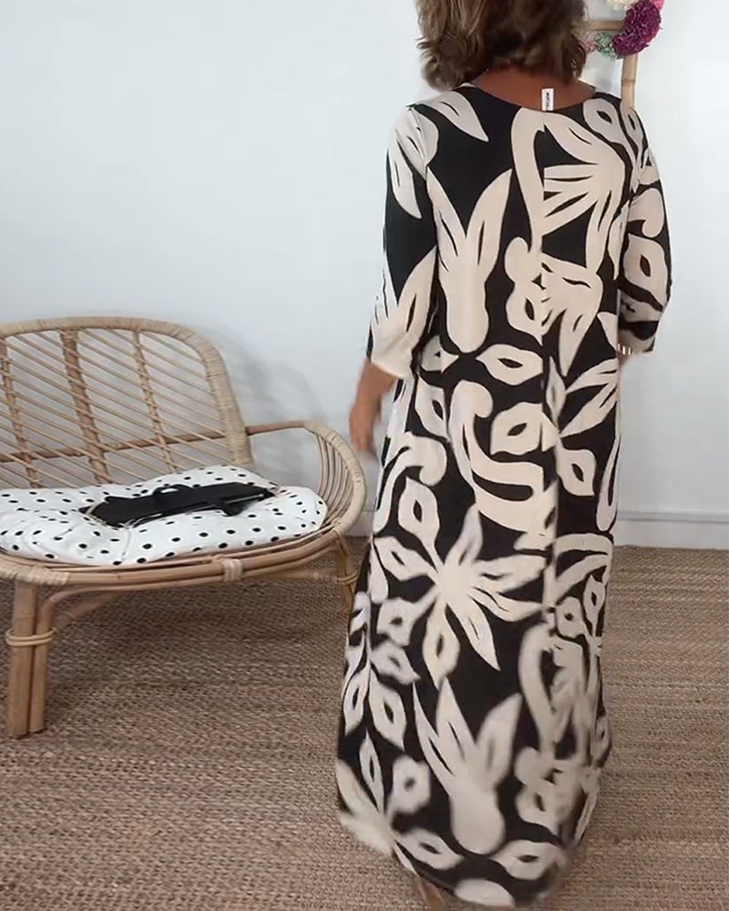 Jewel™ - Robe imprimée à manches longues et col rond