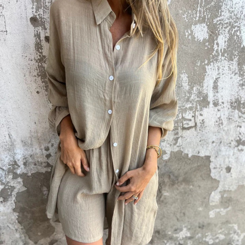 Alora™ - Ensemble chemise à manches longues et short pour femmes